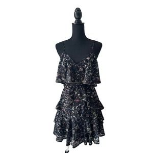 La Maison Talulah Endless Serenity Mini Black Floral Dress Sz S